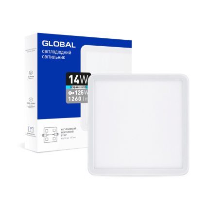 LED-світильник точковий врізний GLOBAL SP adjustable 14W, 4100K (квадрат), Global, 1-GSP-01-1441-S