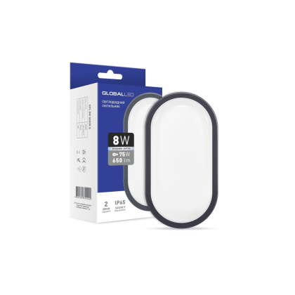 Світильник накладний Global 8W 5000K E (серія ЖКГ IP65), Global, 1-HPL-002-E