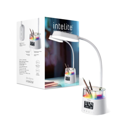 Світлодіодна настільна лампа Intelite Desk Lamp 10W WH RGB Pen holder Calendar, Intelite, 1-IDL-10W-RGBPen
