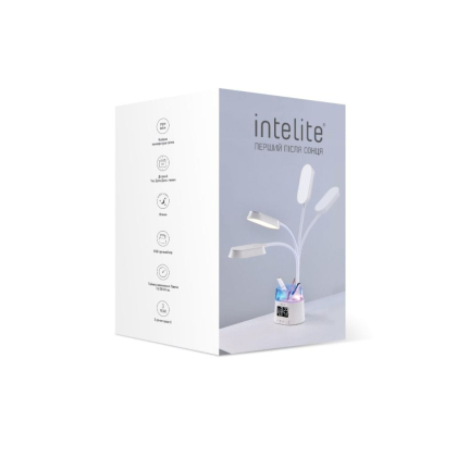 Світлодіодна настільна лампа Intelite Desk Lamp 10W WH RGB Pen holder Calendar, Intelite, 1-IDL-10W-RGBPen