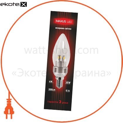 LED лампа MAXUS 4W яскраве світло C37 Е14 220V (1-LED-272), Maxus, 1-LED-272