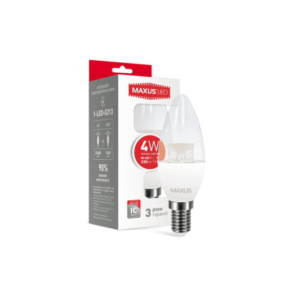 LED лампа Maxus C37 CL-C 4W тепле світло E14 (1-LED-5313), Maxus, 1-LED-5313