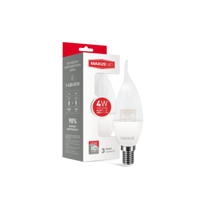 LED лампа Maxus C37 CL-T 4W тепле світло E14 (1-LED-5315), Maxus, 1-LED-5315