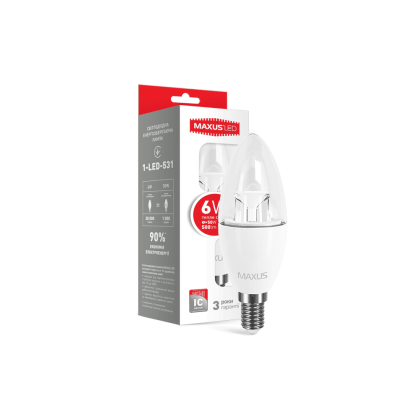 LED лампа Maxus C37 6W яскраве світло E14 (1-LED-532), Maxus, 1-LED-532