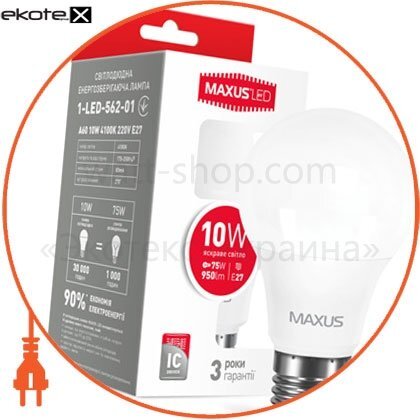 Maxus 1-LED-562 лампа светодиодная a60 10w 4100k 220v e27