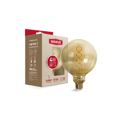 Лампа світлодіодна філаментна MAXUS арт деко G125 4W 2200K E27 Vintage, Maxus, 1-LED-7125