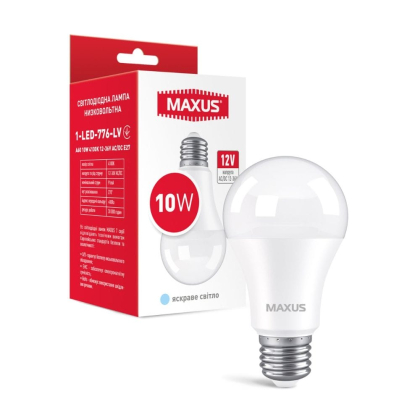 Лампа світлодіодна низковольтна 1-LED-776-LV MAXUS A60 10W 4100K 12-36V AC/DC E27, Maxus, 1-LED-776-LV