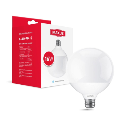Лампа світлодіодна G110 16W 4100K 220V E27, Maxus, 1-LED-794