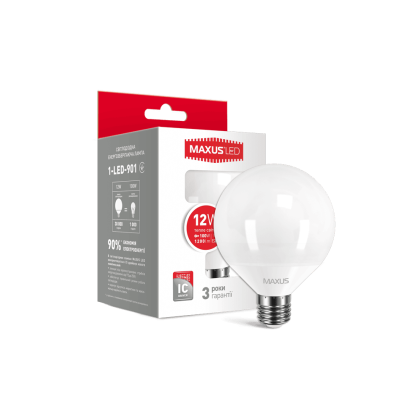 LED лампа Maxus G95 12W тепле світло 220V E27 (1-LED-901), Maxus, 1-LED-901