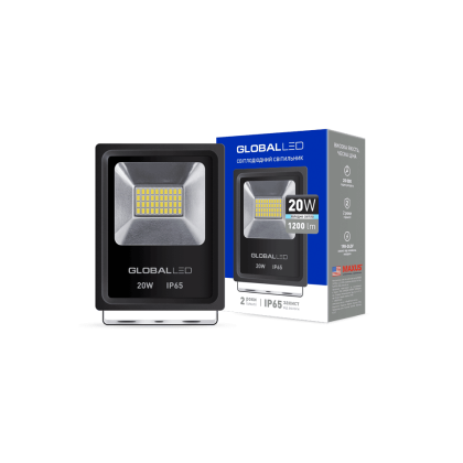 Прожектор Global FLOOD LIGHT 20W 5000K холодне світло (1-LFL-002), Global, 1-LFL-002