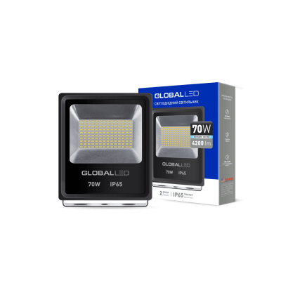 Прожектор GLOBAL FLOOD LIGHT 70W 5000K холодне світло (1-LFL-005), Global, 1-LFL-005