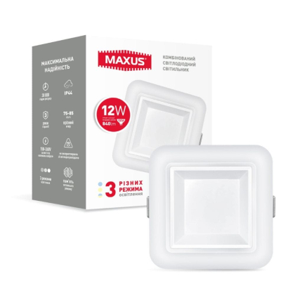 Розумний світильник MAXUS 3-step 12W (змінні яскравість і колір) квадрат, Maxus, 1-MAX-01-3-SDL-12-S