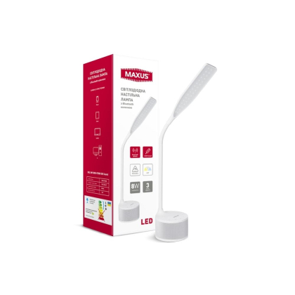 Розумна настільна лампа MAXUS DKL Sound 8W (звук, USB, діммінг, температура) біла, Maxus, 1-MAX-DKL-001-04