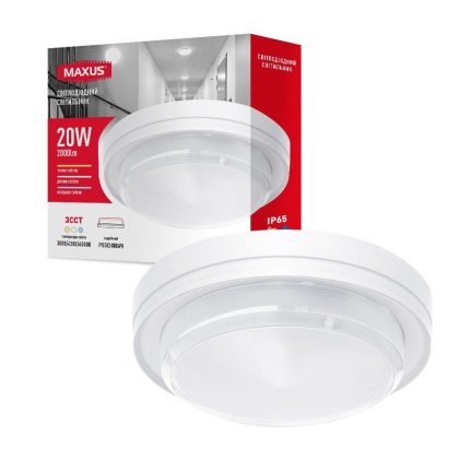 Накладний світлодіодний світильник MAXUS MBH 20W 3CCT IP65 WH Circle, Maxus, 1-MBH-20W-WHC