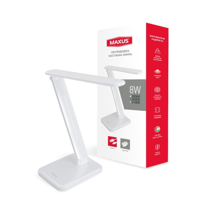 Лампа настільна MAXUS DL 8W 3CCT WH S, Maxus, 1-MDL-8W-WH
