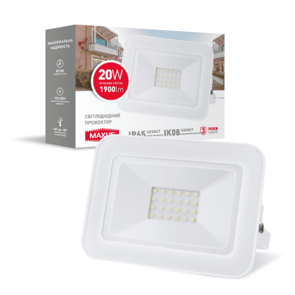 Прожектор світлодіодний MAXUS FL-02 20W, 5000K, Maxus, 1-MFL-02-2050