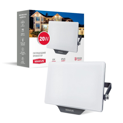 Прожектор світлодіодний MAXUS 20W 5000K IP65 PL, Maxus, 1-MFL-03-2050