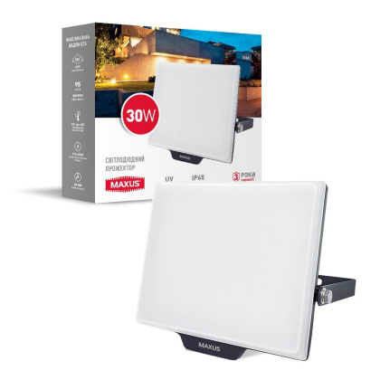 Прожектор світлодіодний MAXUS 30W 5000K IP65 PL, Maxus, 1-MFL-03-3050