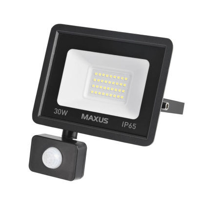 Світлодіодний прожектор з датчиком руху MAXUS FL-04 30W 5000K sensor, Maxus, 1-MFL-04-3050s