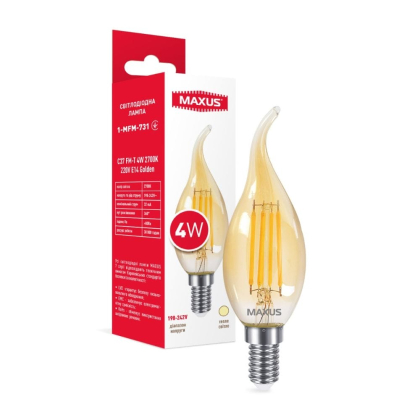 Лампа світлодіодна C37 FM-T 4W 2700K 220V E14 Golden, Maxus, 1-MFM-731