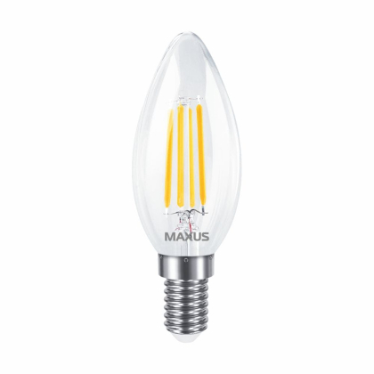 Лампа світлодіодна C37 FM 7W 4100K 220V E14 Clear, Maxus, 1-MFM-734