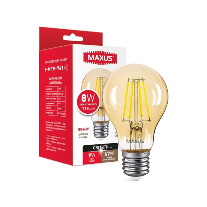 Лампа світлодіодна A60 FM 8W 2700K 220V E27 Golden, Maxus, 1-MFM-761