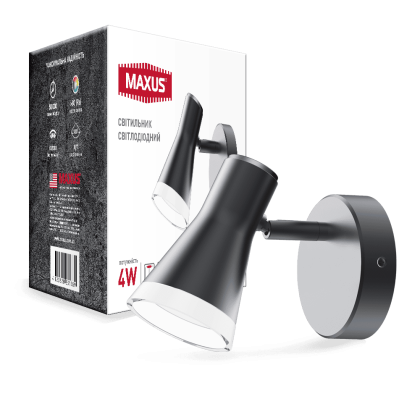 Спот світильник MAXUS MSL-02C 4W 4100K чорний, Maxus, 1-MSL-20441-CB
