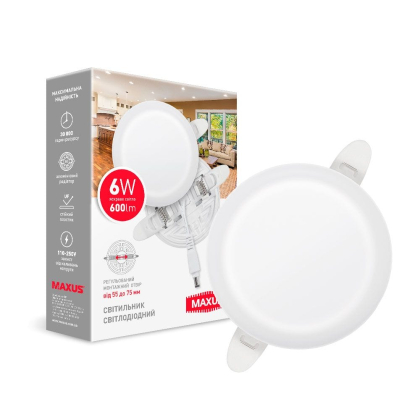 Світильник світлодіодний MAXUS SP Adjustable 6W 4100K Circle, Maxus, 1-MSP-0641-CA