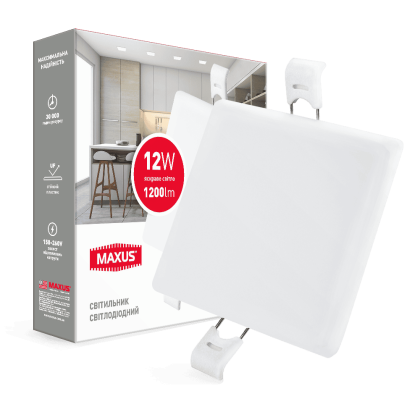 LED світильник точковий врізний MAXUS SP edge 12W, 4100К (квадрат), Maxus, 1-MSP-1241-S
