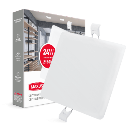LED світильник точковий врізний MAXUS SP edge 24W, 4100К (квадрат), Maxus, 1-MSP-2441-S