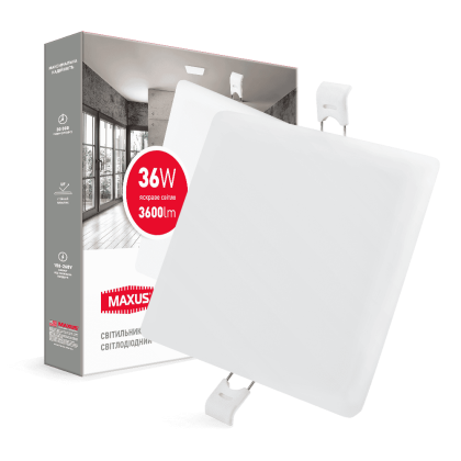 LED світильник точковий врізний MAXUS SP edge 36W, 4100К (квадрат), Maxus, 1-MSP-3641-S