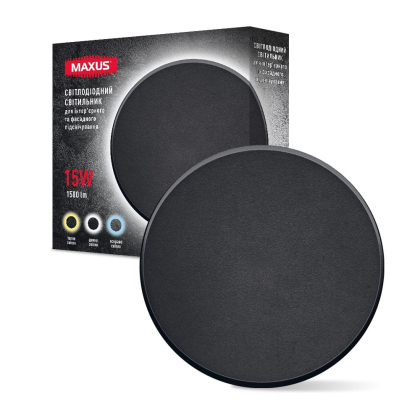 Фасадний світлодіодний світильник MAXUS MWL 15W 3CCT IP65 BL Circle, Maxus, 1-MWL-15W-BLC