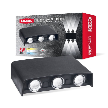 Фасадний світлодіодний світильник MAXUS MWL 6W 3CCT IP65 BL Square, Maxus, 1-MWL-6W-BLS