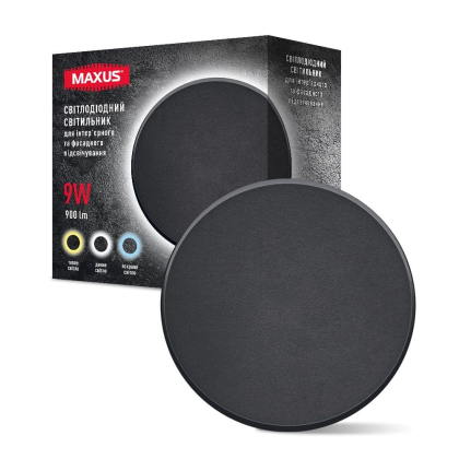 Фасадний світлодіодний світильник MAXUS MWL 9W 3CCT IP65 BL Circle, Maxus, 1-MWL-9W-BLC