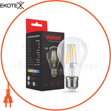 Лампа LED Vestum філамент А60 Е27 9Вт 220V 4100К