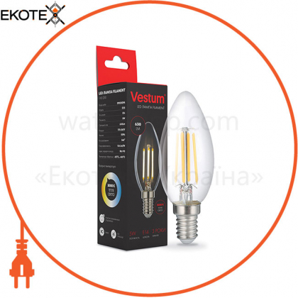 Лампа LED Vestum філамент С35 Е14 5Вт 220V 3000К