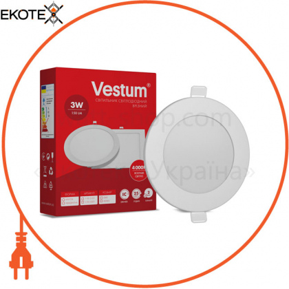 Круглий світлодіодний врізний світильник Vestum 3W 4000K 220V 1-VS-5101