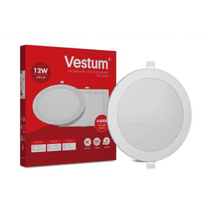 Круглий світлодіодний врізний світильник Vestum 12W 4000K 220V 1-VS-5104, Vestum, 1-VS-5104