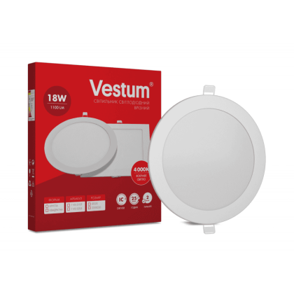 Круглий світлодіодний врізний світильник Vestum 18W 4000K 220V 1-VS-5105, Vestum, 1-VS-5105