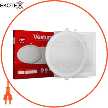 Круглий світлодіодний врізний світильник Vestum 24W 4000K 220V 1-VS-5107