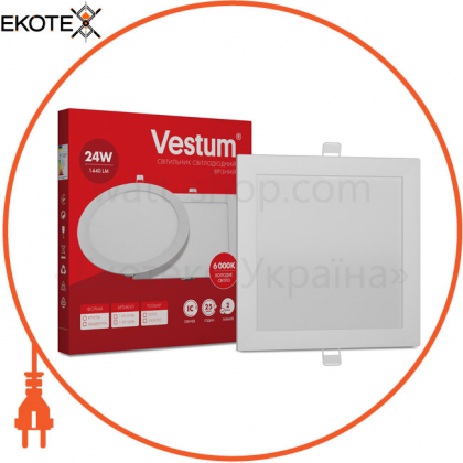 Квадратний світлодіодний врізний світильник Vestum 24W 6000K 220V 1-VS-5206