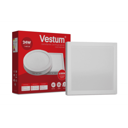 Квадратний світлодіодний накладний світильник Vestum 24W 6000K 220V 1-VS-5404, Vestum, 1-VS-5404