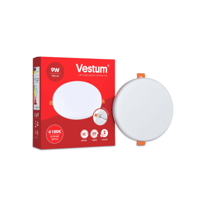 Круглий світлодіодний врізний світильник "без рамки" Vestum 9W 4100K 1-VS-5504, Vestum, 1-VS-5504