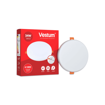 Круглий світлодіодний врізний світильник "без рамки" Vestum 24W 4100K 1-VS-5507, Vestum, 1-VS-5507
