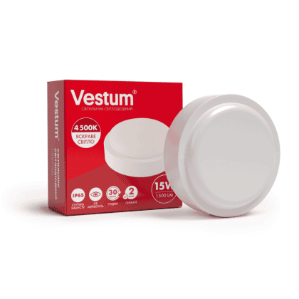 Світлодіодний круглий світильник ЖКГ Vestum 15W 4500K 220V 1-VS-7103, Vestum, 1-VS-7103