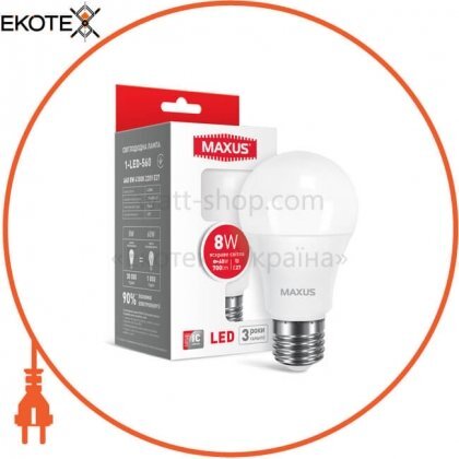 Maxus 1-LED-560 лампа светодиодная a60 8w 4100k 220v e27