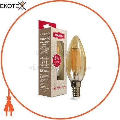 Maxus 1-LED-7037 лампа светодиодная c37 fm 4w 2200k 220v e14 amber