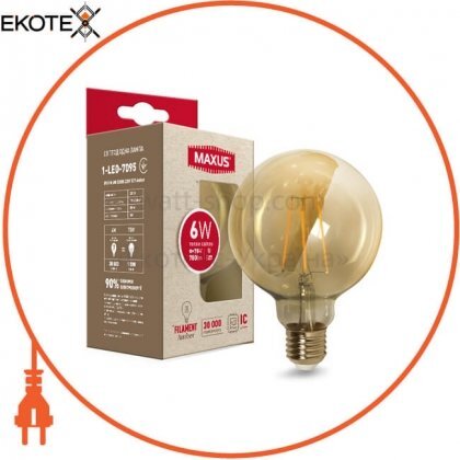 Maxus 1-LED-7095 лампа светодиодная g95 fm 7w 2200k 220v e27 amber