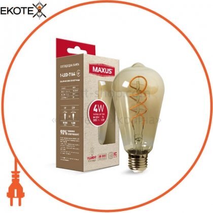 Maxus 1-LED-7164 лампа светодиодная st64 fm 4w 2200k 220v e27 vintage