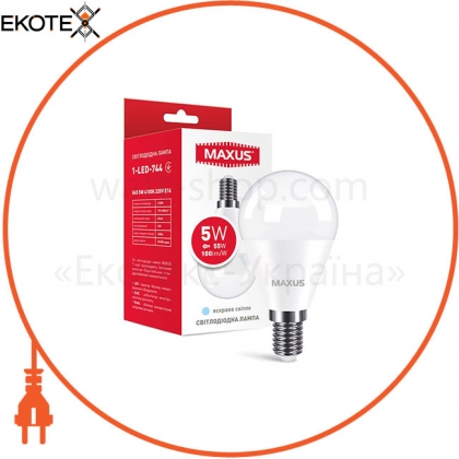 Maxus 1-LED-744 лампа светодиодная g45 5w 4100k 220v e14